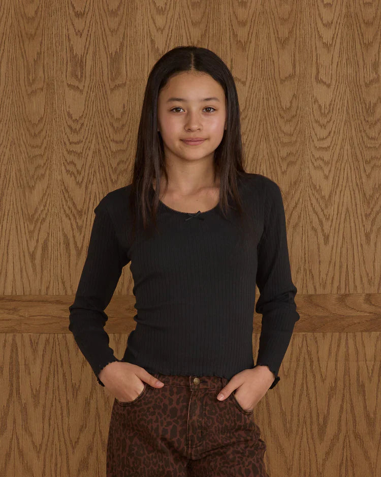 Teen Ribbed Long Sleeve | Black | Rylee & Cru