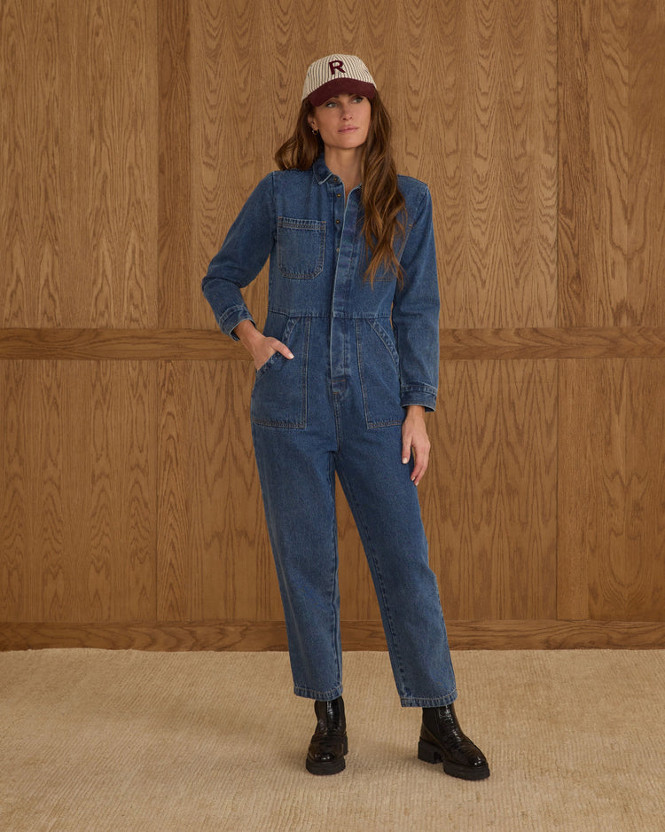 Ladies Long Sleeve Coverall | Indigo Denim | Rylee & Cru