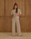 Ladies Boxy Crop Knit Tee | Burgundy Stripe | Rylee & Cru