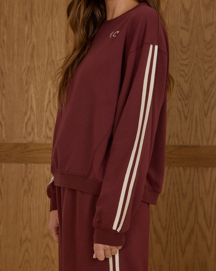 Ladies Oversized Sweatshirt | Burgundy | Rylee & Cru