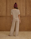 Ladies Boxy Crop Knit Tee | Burgundy Stripe | Rylee & Cru