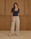 Ladies Barrel Pant | Burgundy Pinstripe | Rylee & Cru