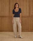 Ladies Barrel Pant | Burgundy Pinstripe | Rylee & Cru