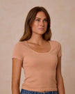 Ladies Pointelle Tee | Grapefruit | Rylee & Cru