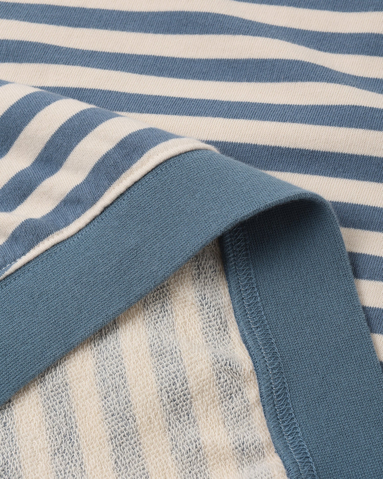 Ladies Oversized Crew + Short Set | Marine Stripe | Rylee & Cru