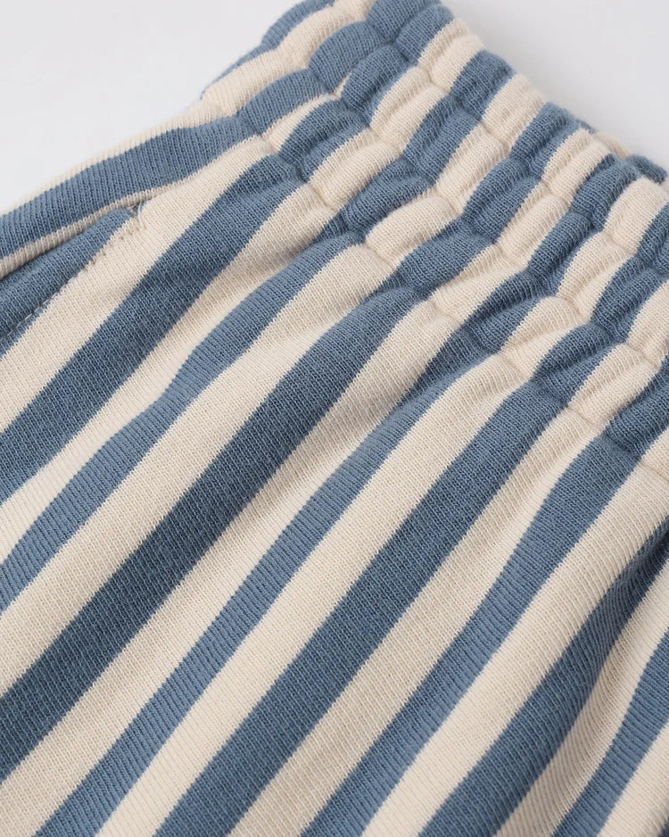 Ladies Oversized Crew + Short Set | Marine Stripe | Rylee & Cru