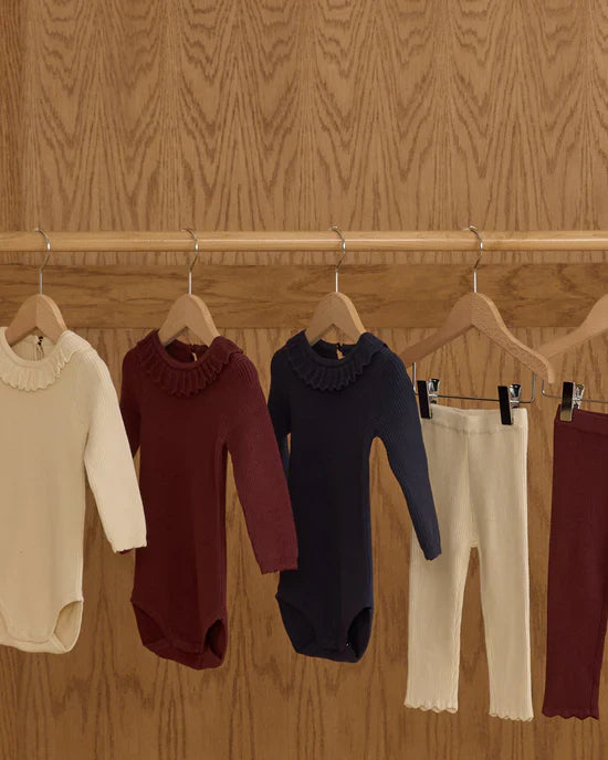 Ruffle Collar Bodysuit | Burgundy | Rylee & Cru