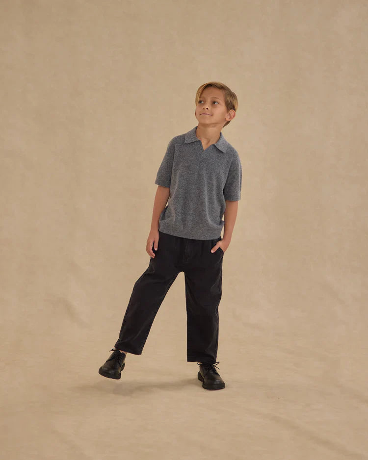 Knit Polo | Heathered Grey | Rylee & Cru