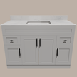 48-Inch Shaker Bathroom Vanity — White or Gray | Plywood Cabinet, Solid-Wood Doors, Soft-Close 3-Way Clip-On Hinges