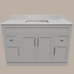 48-Inch Shaker Bathroom Vanity — White or Gray | Plywood Cabinet, Solid-Wood Doors, Soft-Close 3-Way Clip-On Hinges