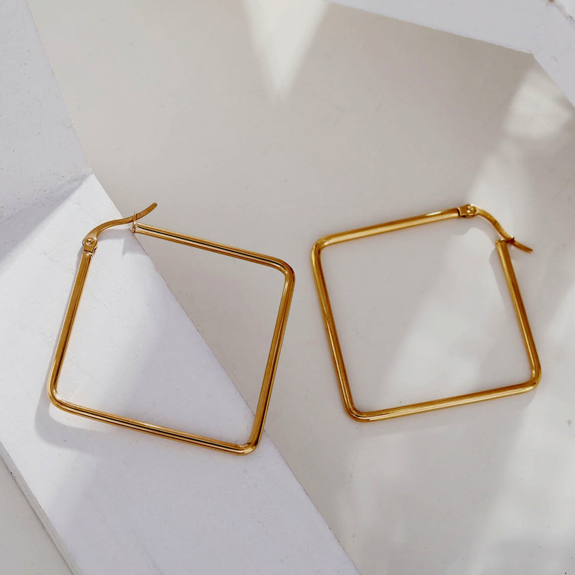 REILYNN Square Shaped  Gold Hoops