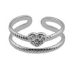 Bague en forme de cœur RENEE, plaquée or blanc argenté, avec double rangée de zircons cubiques (CZ).