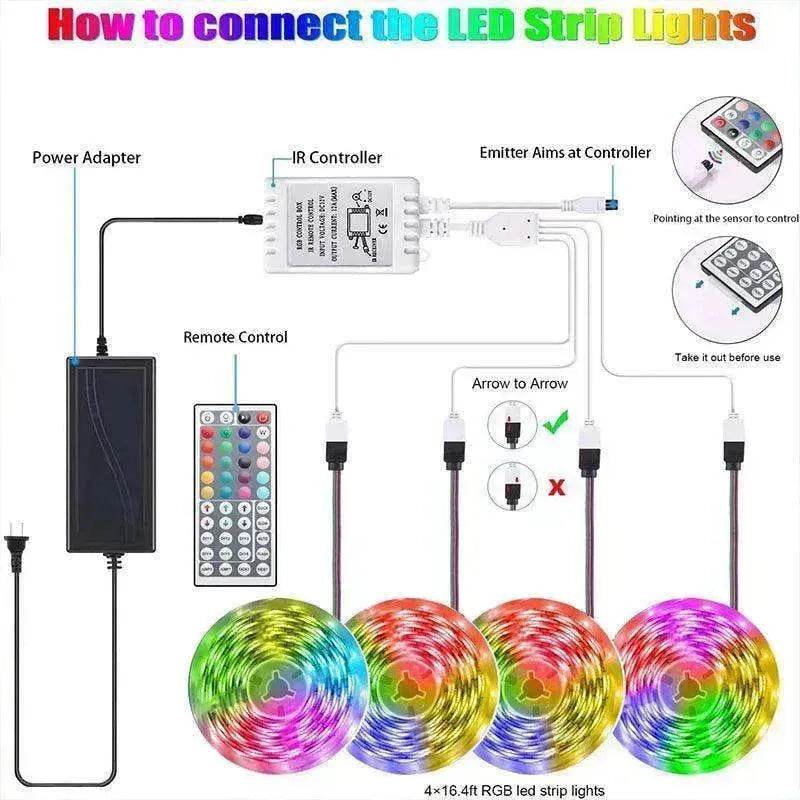 RGB 5050 LED Light Strip Color changing LED Strip Light with Remote Controller 20 meters Long 44keys Controller