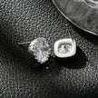 RICCA Silver : Boucles d'oreilles à porter au quotidien, ornées, en forme carrée, en moissanite (alternative au diamant).