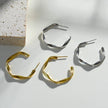 RIMINI Silver (White Gold): Sculpted Twist Hoop Earrings