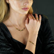 RIO Snake-Skin Textured Bracelet with Gold & Tiger's Eye Stone Charms