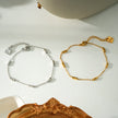 RITIKA: Tiny Square-Beads Dainty Chain Bracelet in White Gold (Silver Toned)