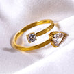 RIZALINA: Classic Band Ring Anchoring Heart Shaped & Rounded Zirconia Gemstones