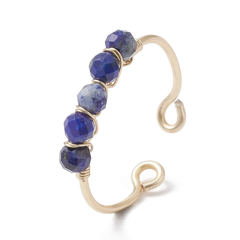 Ring - Copper Wire Wrapped - Natural Lapis Lazuli - Adjustable
