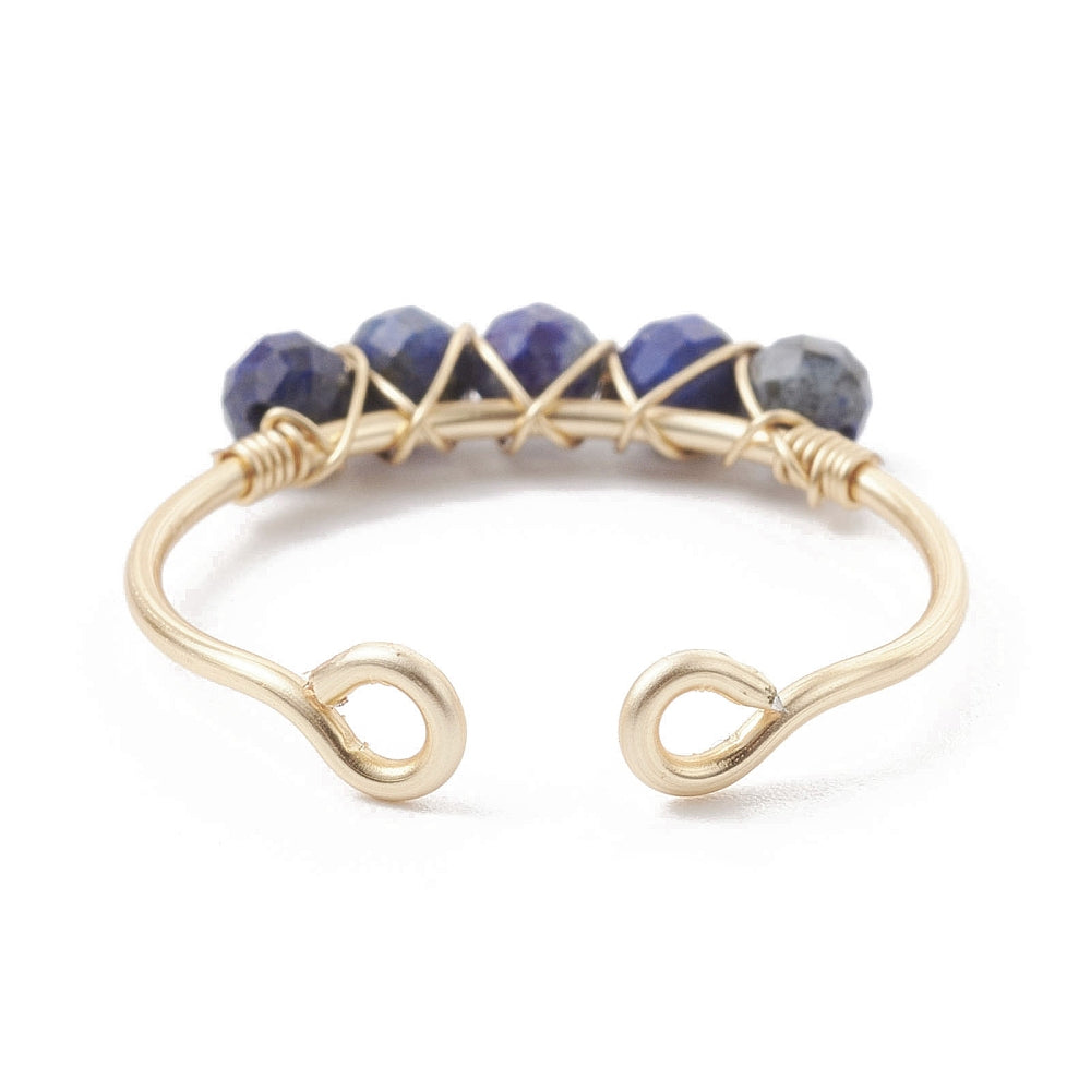Ring - Copper Wire Wrapped - Natural Lapis Lazuli - Adjustable