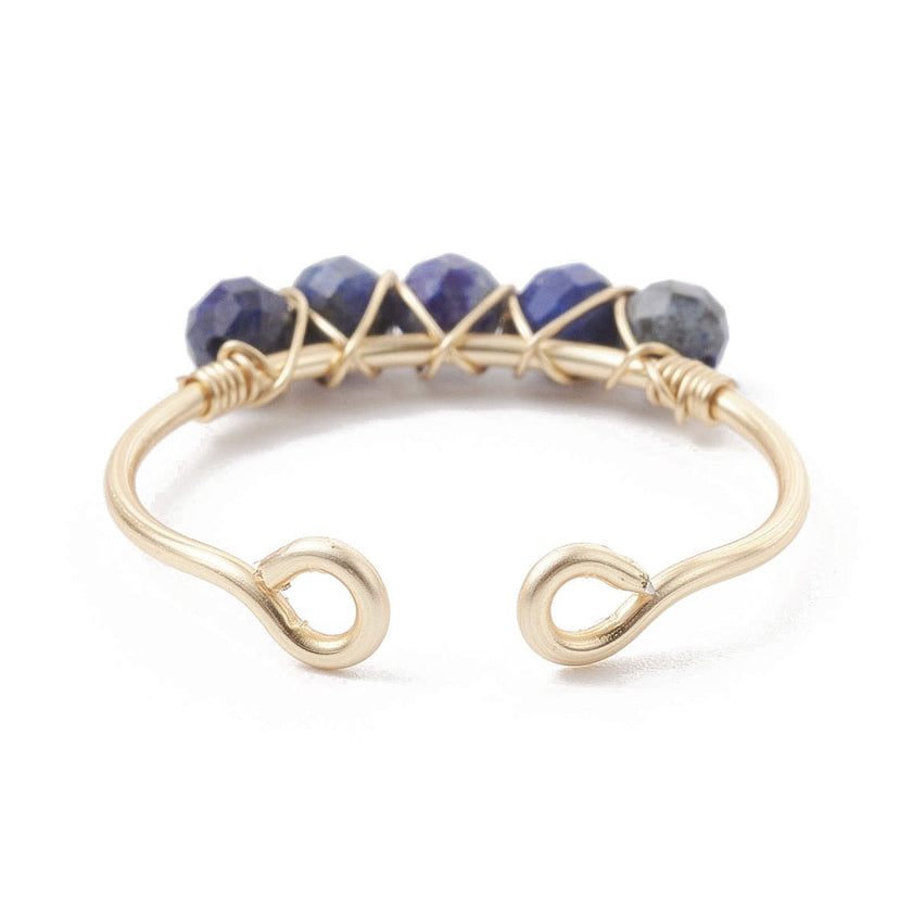 Ring - Copper Wire Wrapped - Natural Lapis Lazuli - Adjustable
