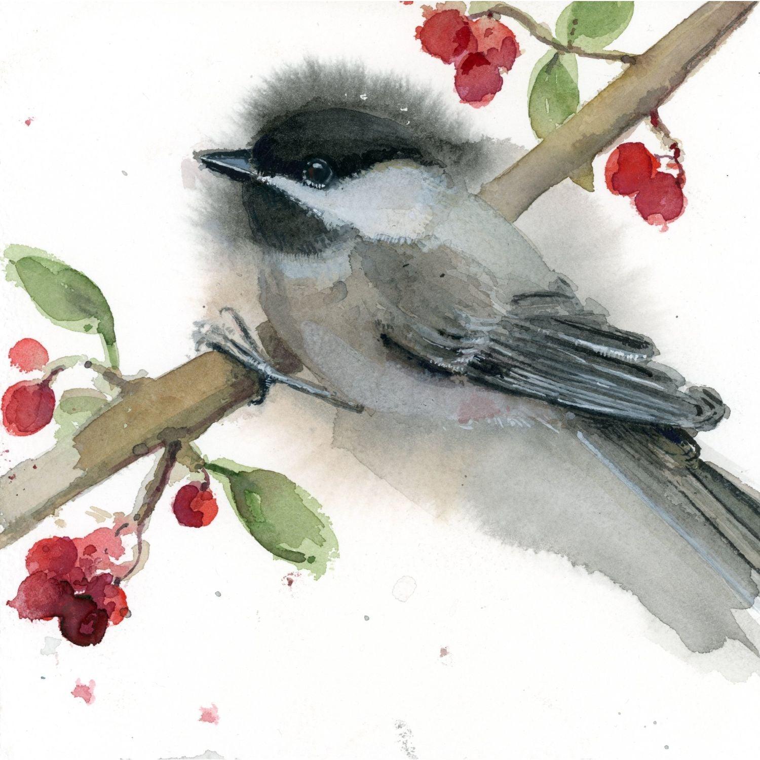 ROYAL - SKBN Chickadees with Winter Berries