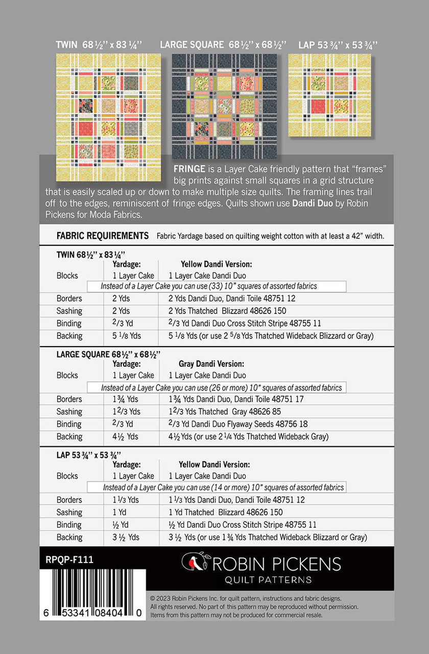 Fringe Quilt Pattern by Robin Pickens
