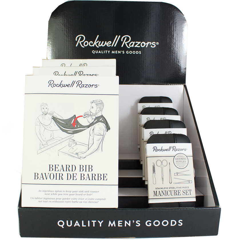 Rockwell Razors Beard Bib and Manicure set Display Bundle