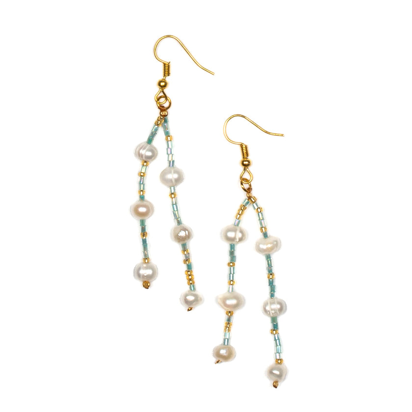 Double Drop Earrings With Pearls