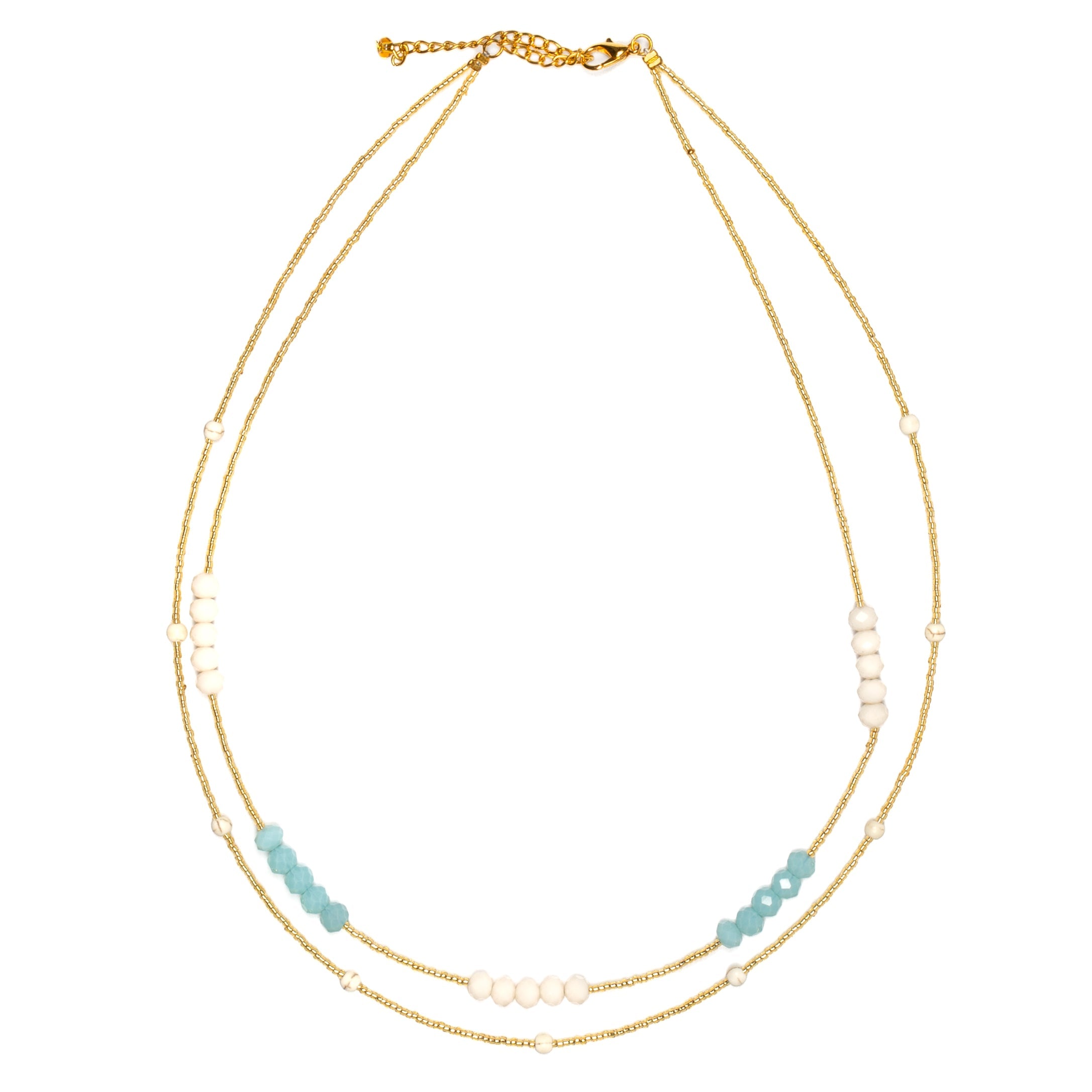 Double Strand Necklace With Crystal Beads