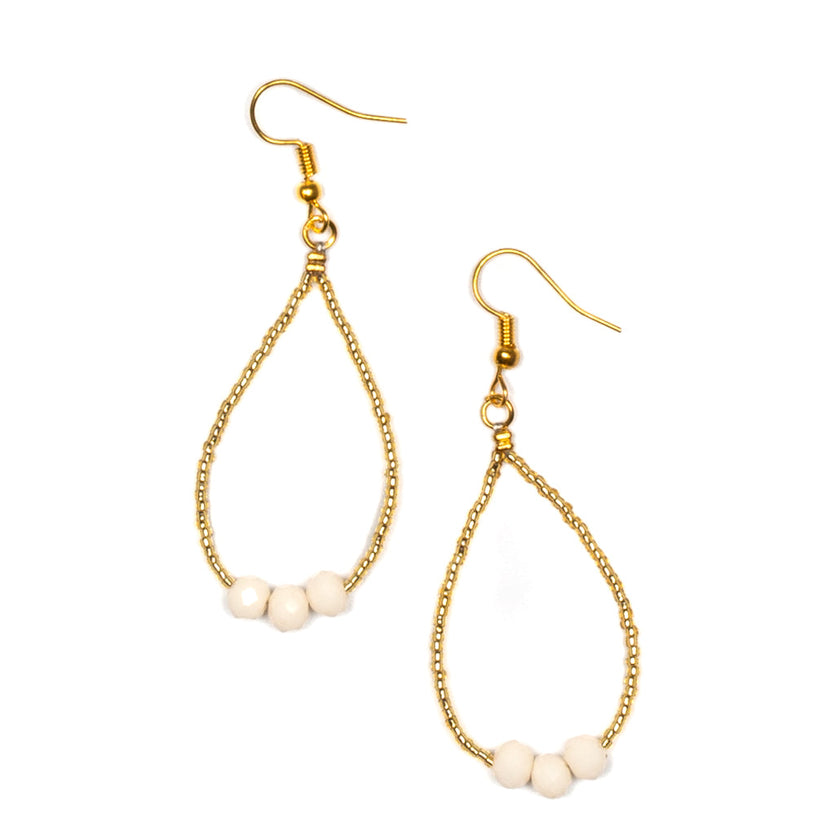 Tear Drop Earring With Crystal Beads