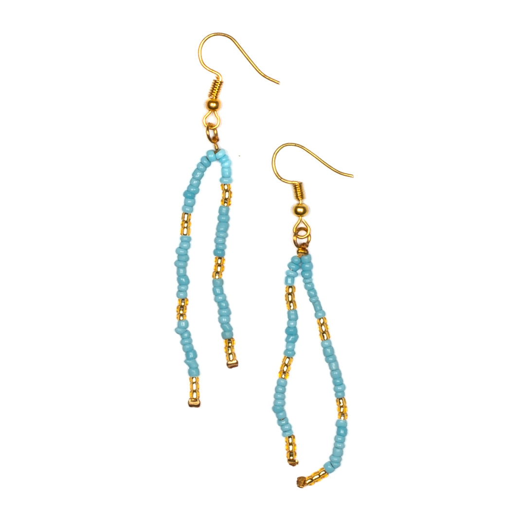Double Drop Seed Bead Earrings With Gold Accents