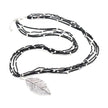 Suede & Beaded Necklace with Leaf Pendant