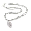 Suede & Beaded Necklace with Leaf Pendant
