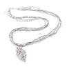 Suede & Beaded Necklace with Leaf Pendant