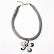 Beaten Flower Necklace On Multi Thread