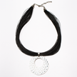 Beaten Disc Necklace On Multi Thread