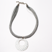 Beaten Disc Necklace On Multi Thread
