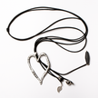 Long Open Heart Pendant On Suede With Charms