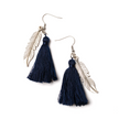 Tassel Earrings With Leaf Charm