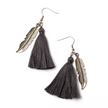 Tassel Earrings With Leaf Charm