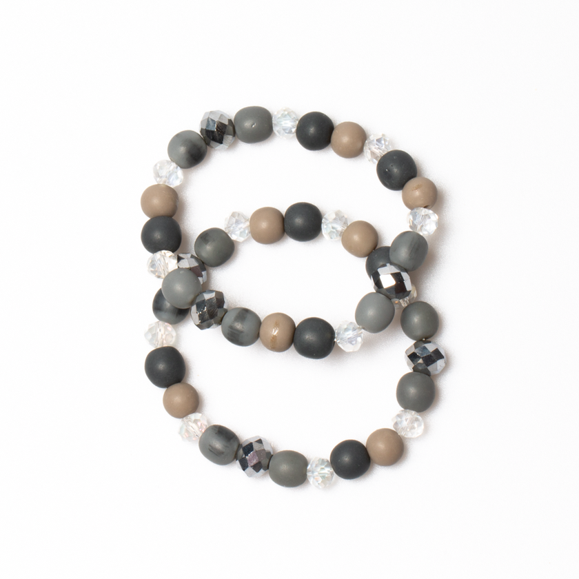 Beaded Elasticated Bracelet - Set of 2