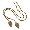 Long Double Leaf Crystal Necklace