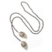 Long Double Leaf Crystal Necklace