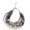 Silver Tube & Ball Bracelet On Suede