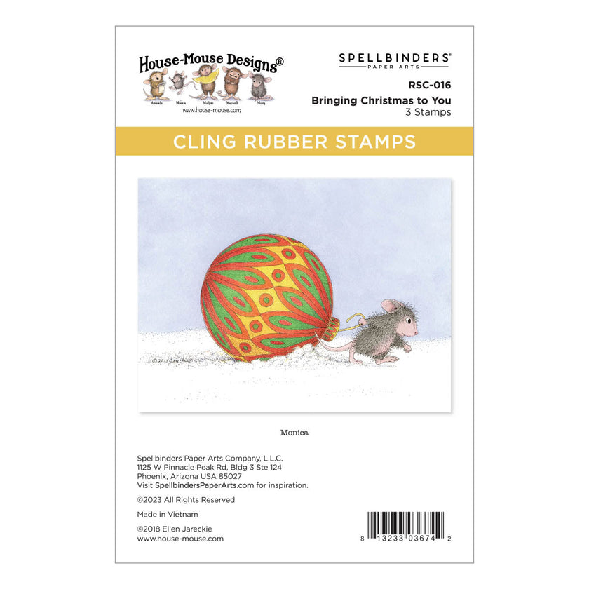 Bringing Christmas to You Cling Rubber Stamp Set from the House-Mouse Holiday Collection