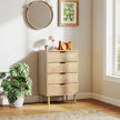 Jesse Chest of Drawers with Fluted Panels and Solid Wood Legs-Oak