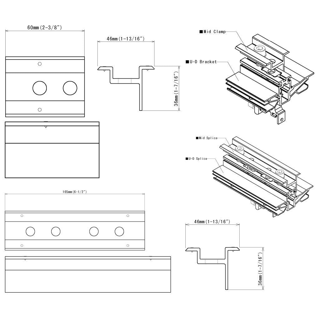 Rail-less Solar Rack Mid Clamp