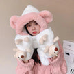 Rabbit Hair Cute Bear Hat Scarf Gloves