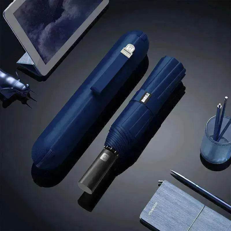 Automatic Dual-Use Umbrella, Sun and Rain Compact Folding Umbrella with Anti-Rebound, LED Light Option, 4 Colors
